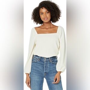 Madewell Women's Crepe Square-Neck Puff-Sleeve Top
